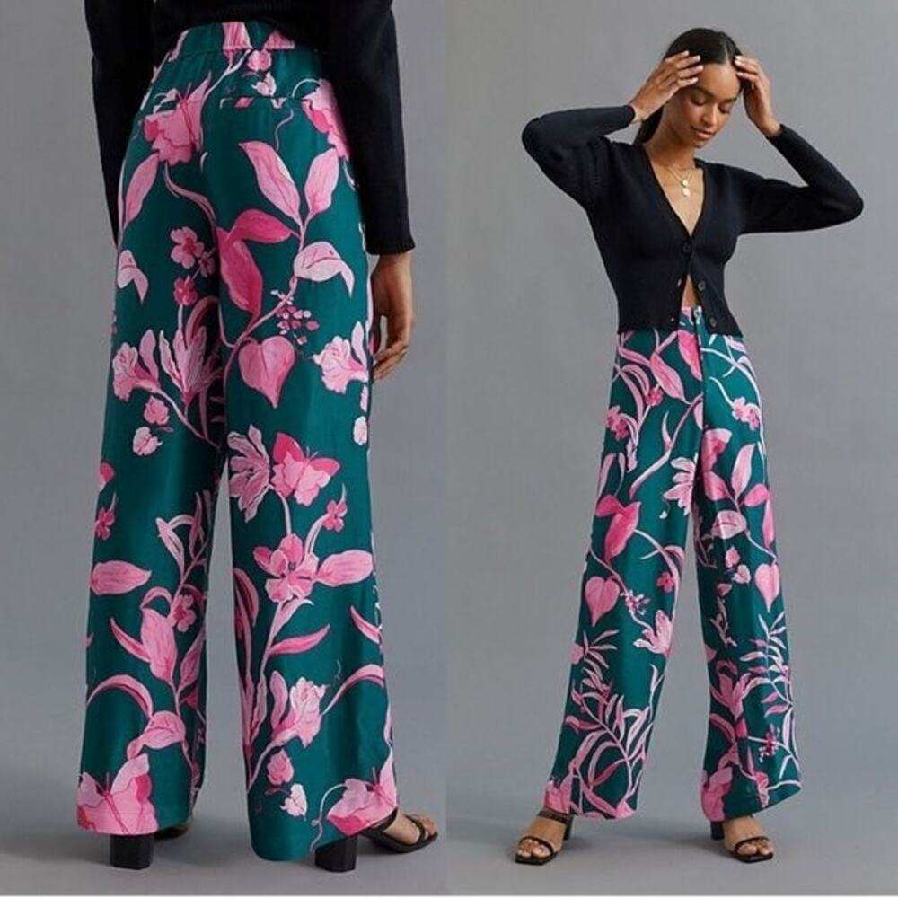 Anthropologie Breezy Printed Tropical Straight Pants (14) - Picture 1 of 16